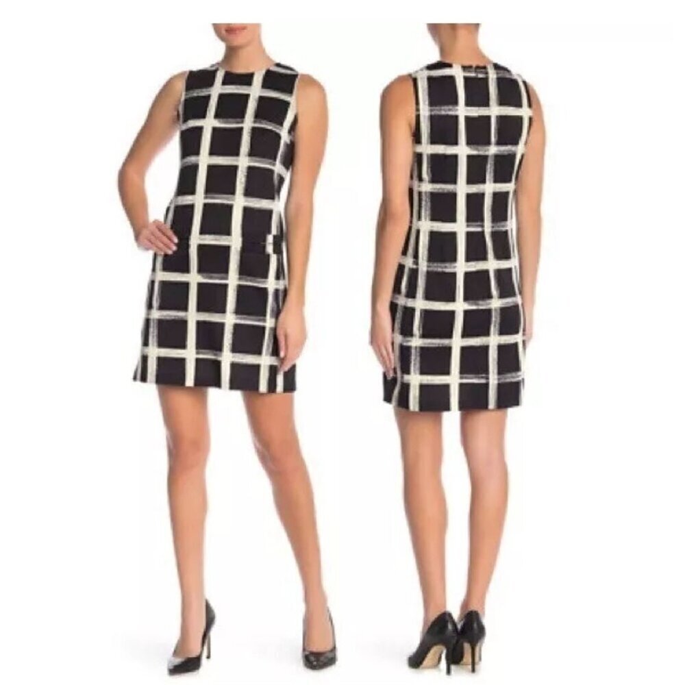 Eliza J sz 16 women black and off white shift dress New .